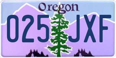 OR license plate 025JXF