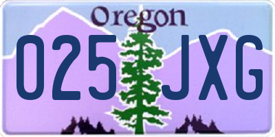 OR license plate 025JXG