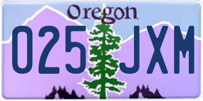 OR license plate 025JXM