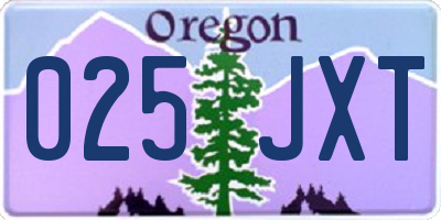 OR license plate 025JXT