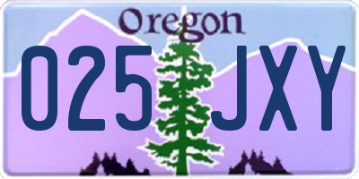 OR license plate 025JXY