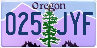 OR license plate 025JYF