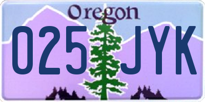 OR license plate 025JYK