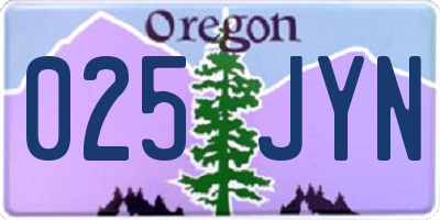 OR license plate 025JYN