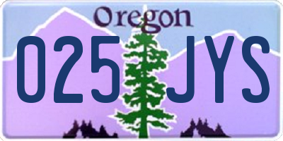 OR license plate 025JYS