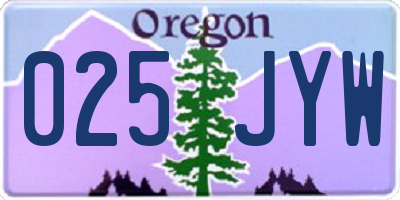 OR license plate 025JYW