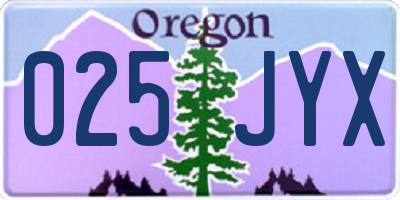 OR license plate 025JYX