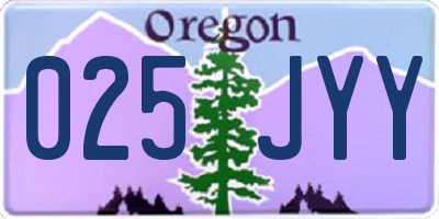 OR license plate 025JYY