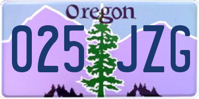 OR license plate 025JZG