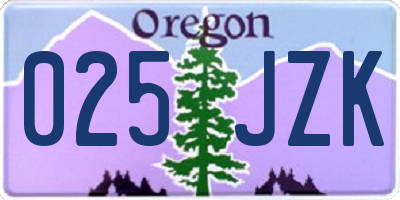 OR license plate 025JZK