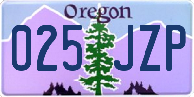 OR license plate 025JZP