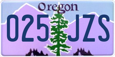 OR license plate 025JZS