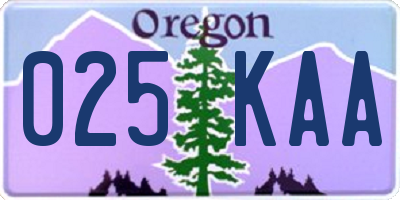 OR license plate 025KAA