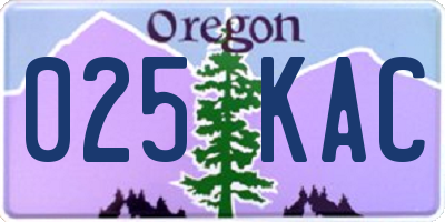 OR license plate 025KAC
