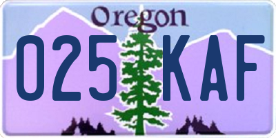 OR license plate 025KAF