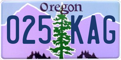 OR license plate 025KAG