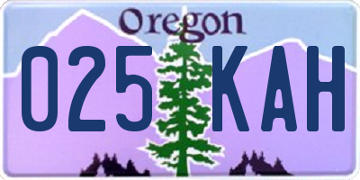 OR license plate 025KAH