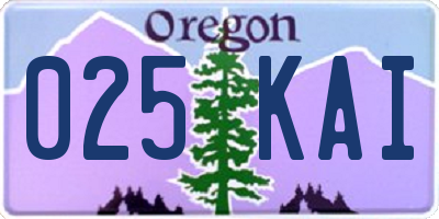OR license plate 025KAI