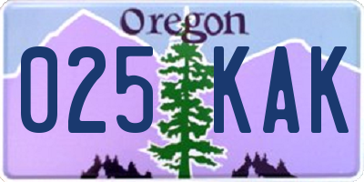 OR license plate 025KAK