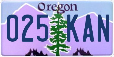 OR license plate 025KAN