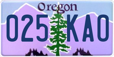 OR license plate 025KAO
