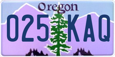 OR license plate 025KAQ