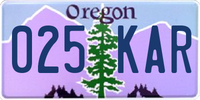 OR license plate 025KAR