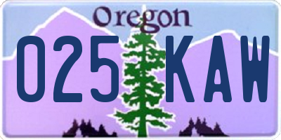 OR license plate 025KAW
