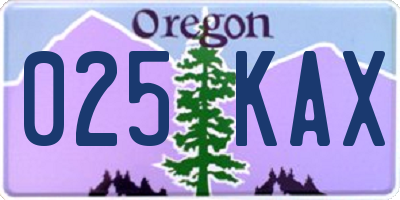 OR license plate 025KAX