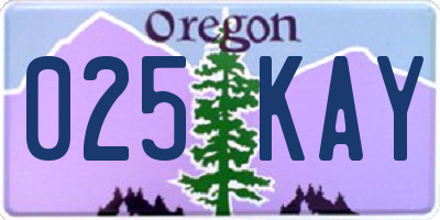OR license plate 025KAY
