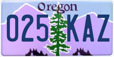 OR license plate 025KAZ