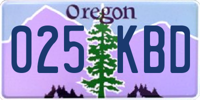 OR license plate 025KBD
