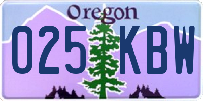 OR license plate 025KBW