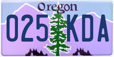 OR license plate 025KDA