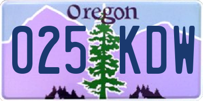 OR license plate 025KDW