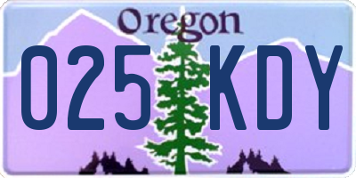 OR license plate 025KDY