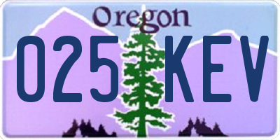 OR license plate 025KEV