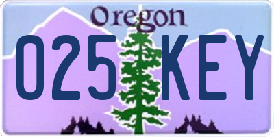 OR license plate 025KEY