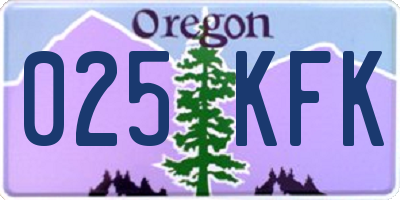 OR license plate 025KFK