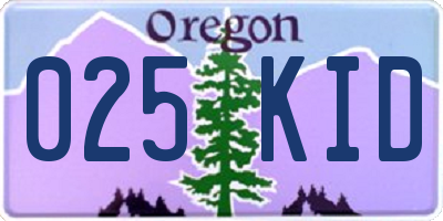 OR license plate 025KID