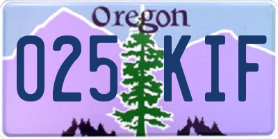 OR license plate 025KIF