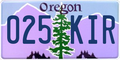 OR license plate 025KIR