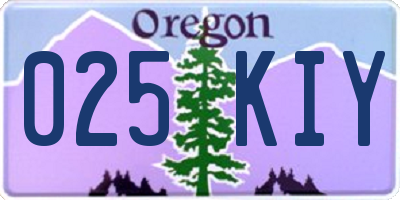 OR license plate 025KIY