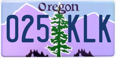 OR license plate 025KLK