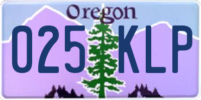 OR license plate 025KLP