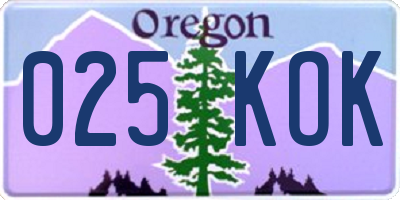 OR license plate 025KOK