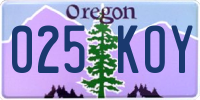 OR license plate 025KOY