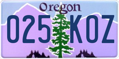 OR license plate 025KOZ