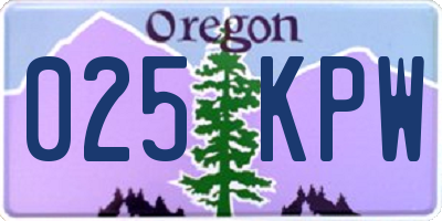 OR license plate 025KPW