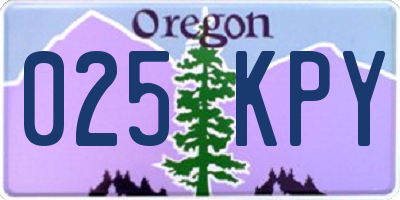 OR license plate 025KPY